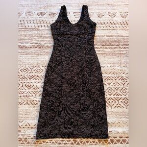 Mystic Black Floral Lace Midi Dress